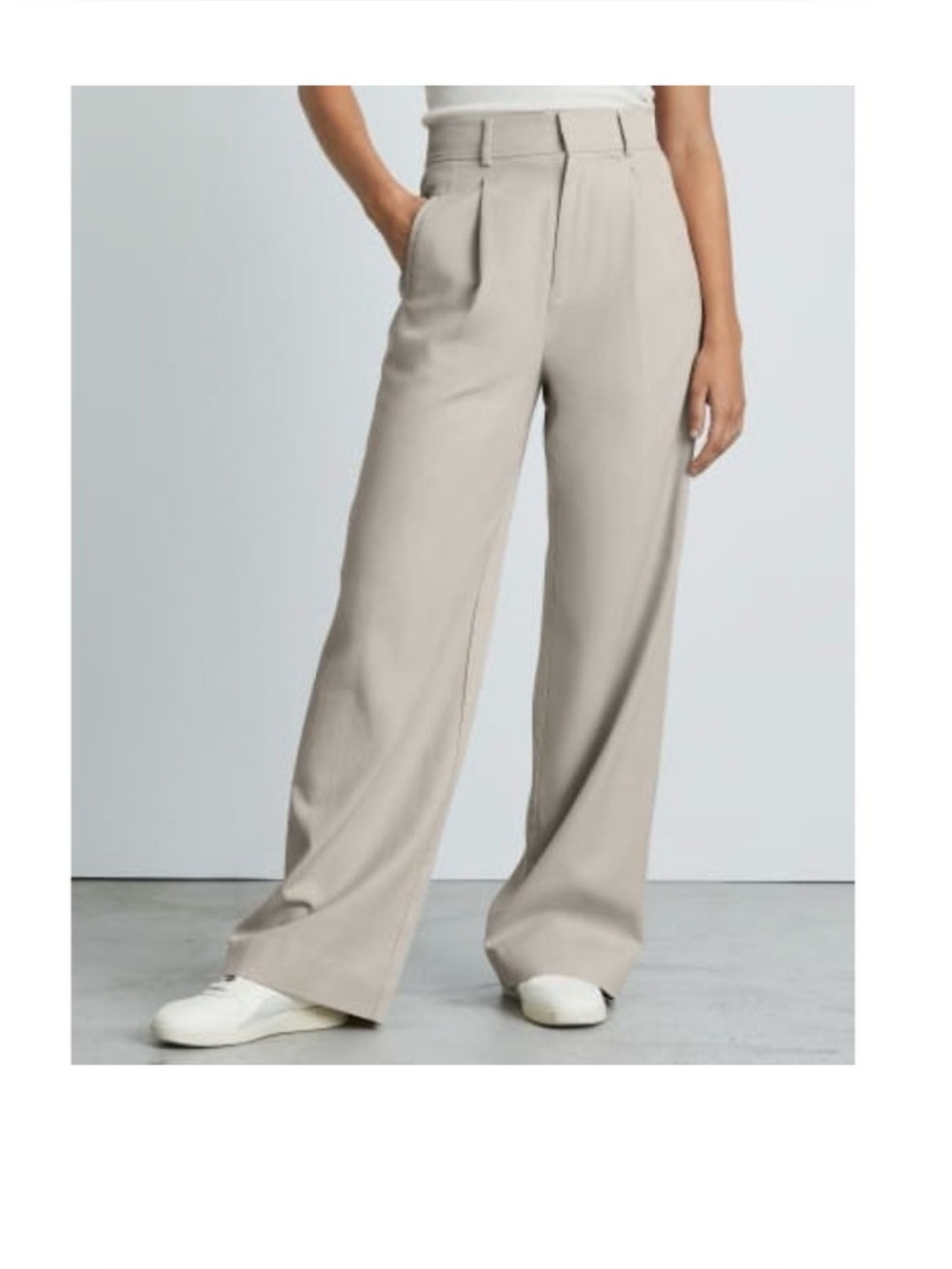 Everlane The Way-High Drape Pant Dress Career Wear Pockets Sandstone Size 8R